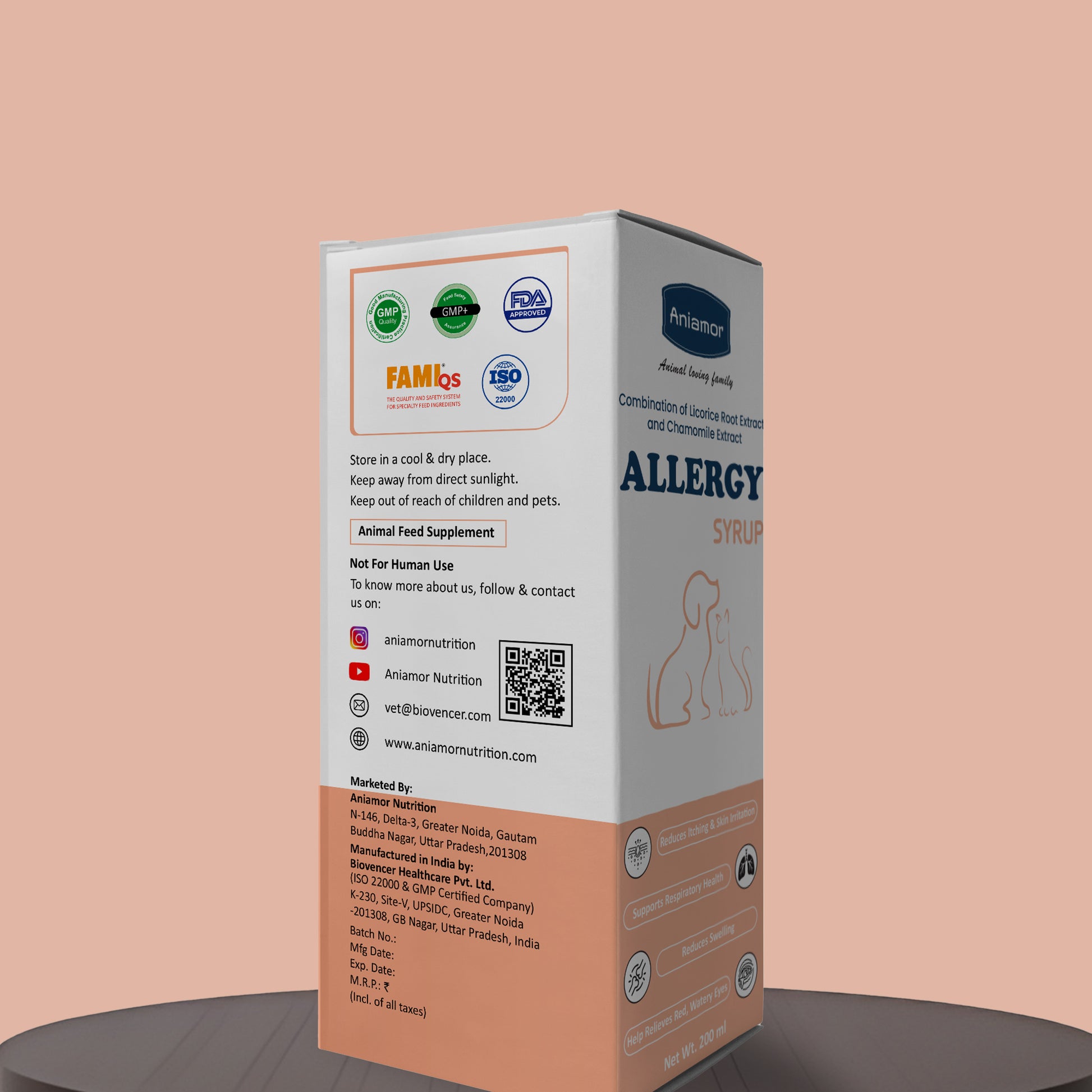 Allergy syrup Aniamor certificaton