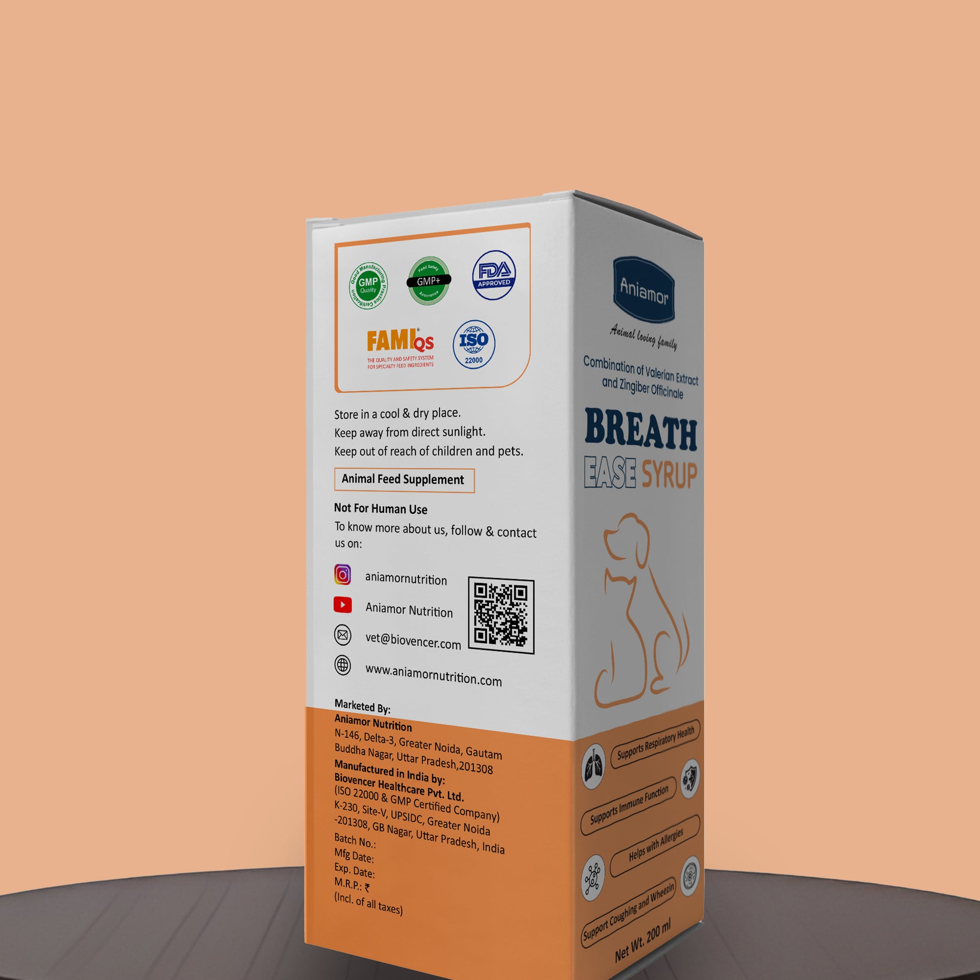 Breath ease syrup Aniamor certification