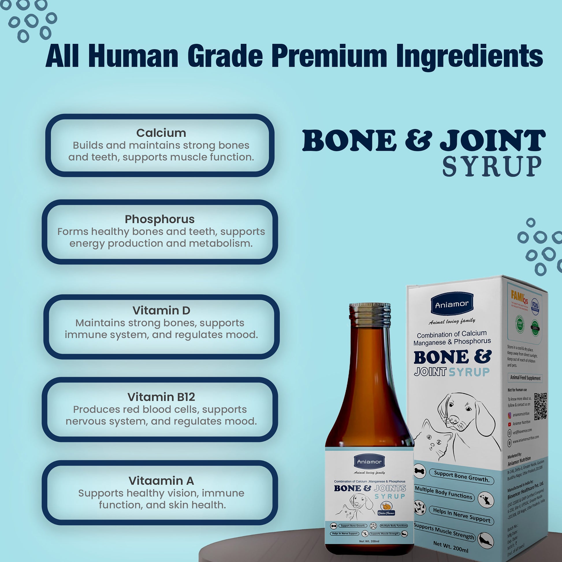 Bone and joint care syrup ingredients for pets Aniamor