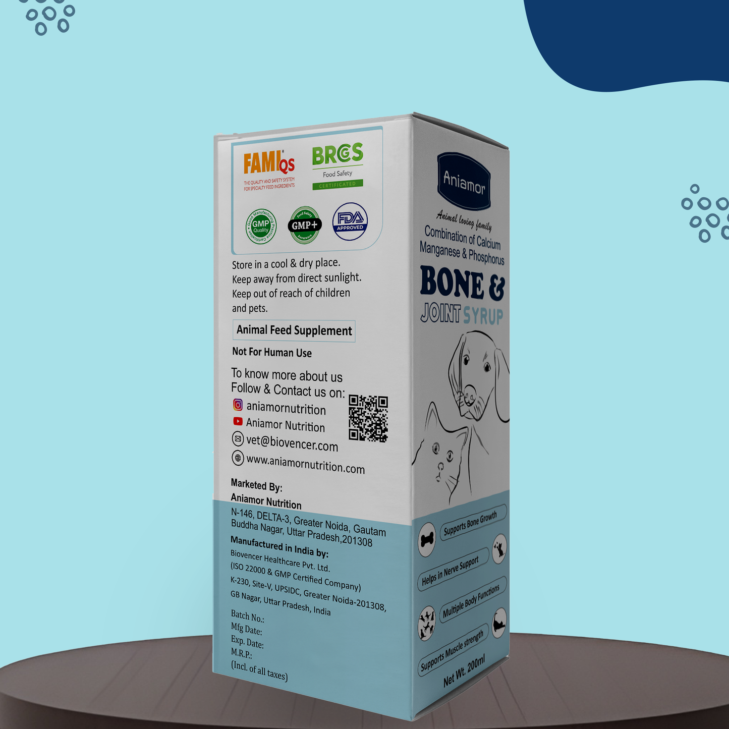 bone and joint syrup Aniamor certifications
