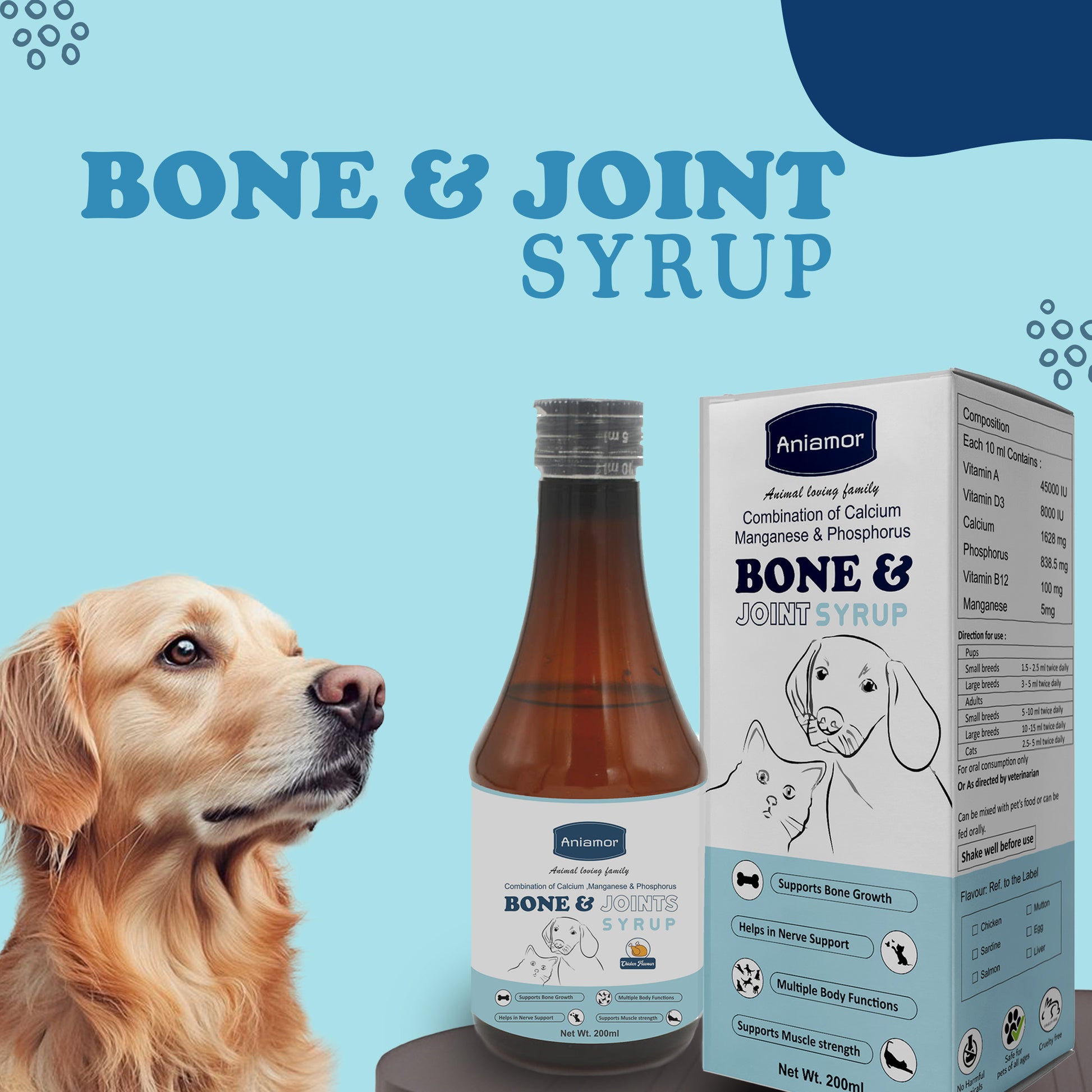 Bone and joint syrup Aniamor for cats and dogs 200ml