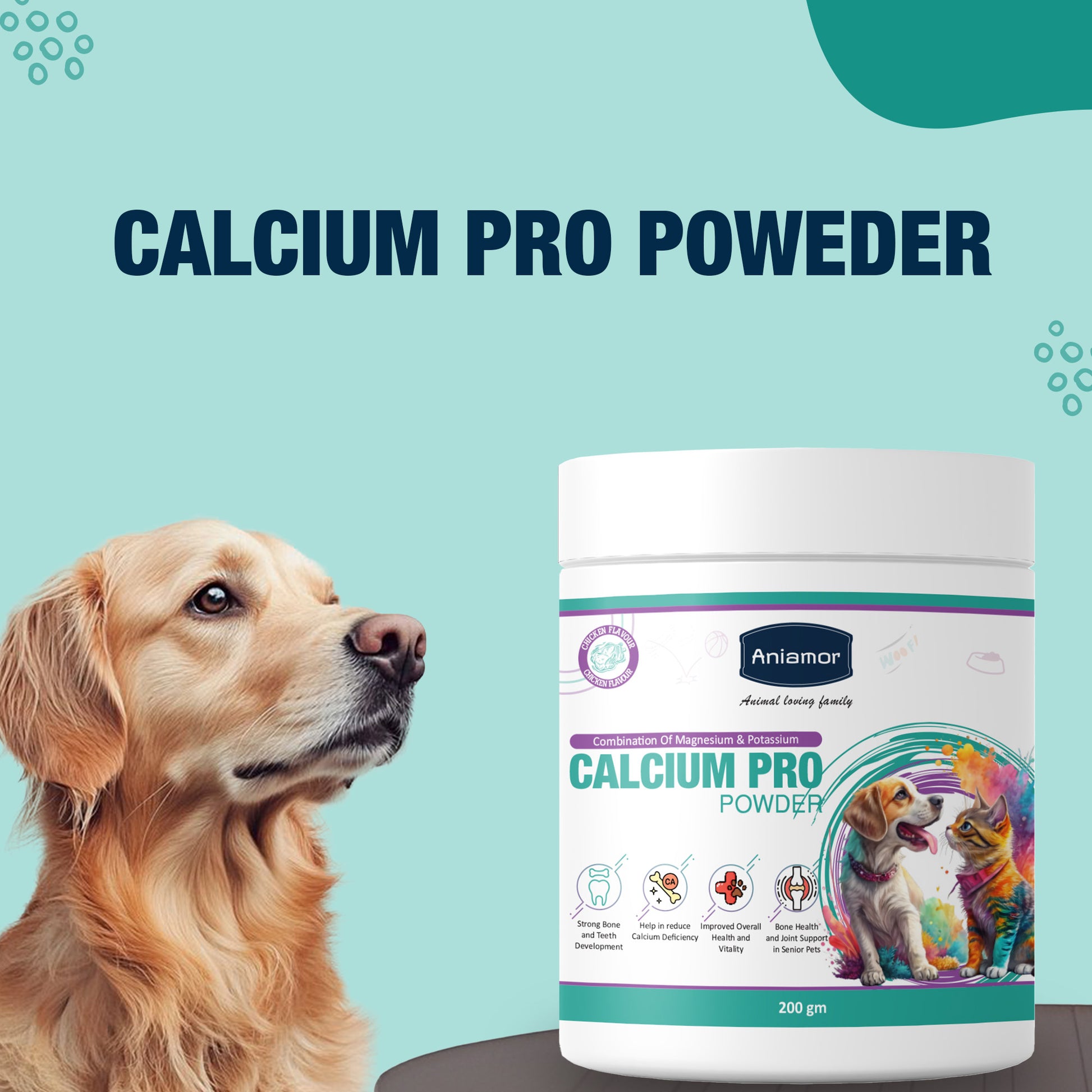 Calcium pro powder aniamor for dogs and  cats