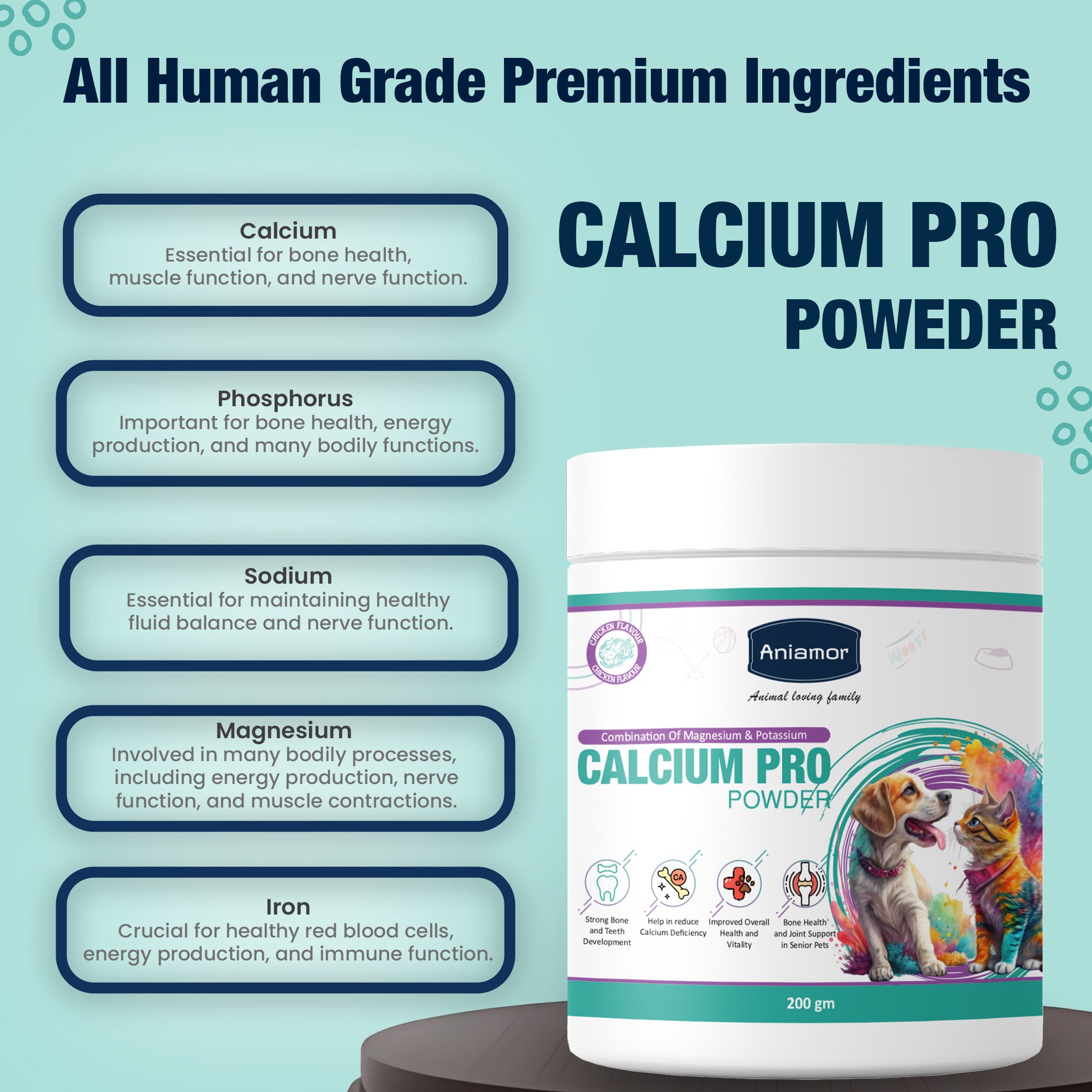Calcium pro powder aniamor ingredients for pets