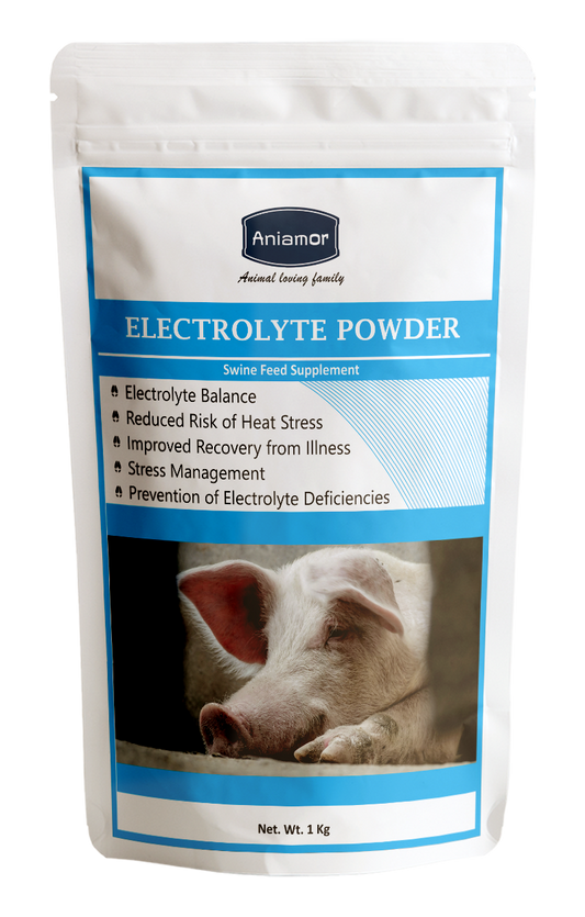 Electrolyte powder for swine supplement from  Aniamor in 1kg pouch