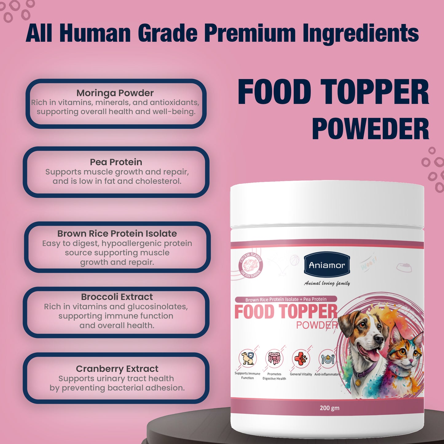 Food Topper Powder Aniamor Ingredients for pets