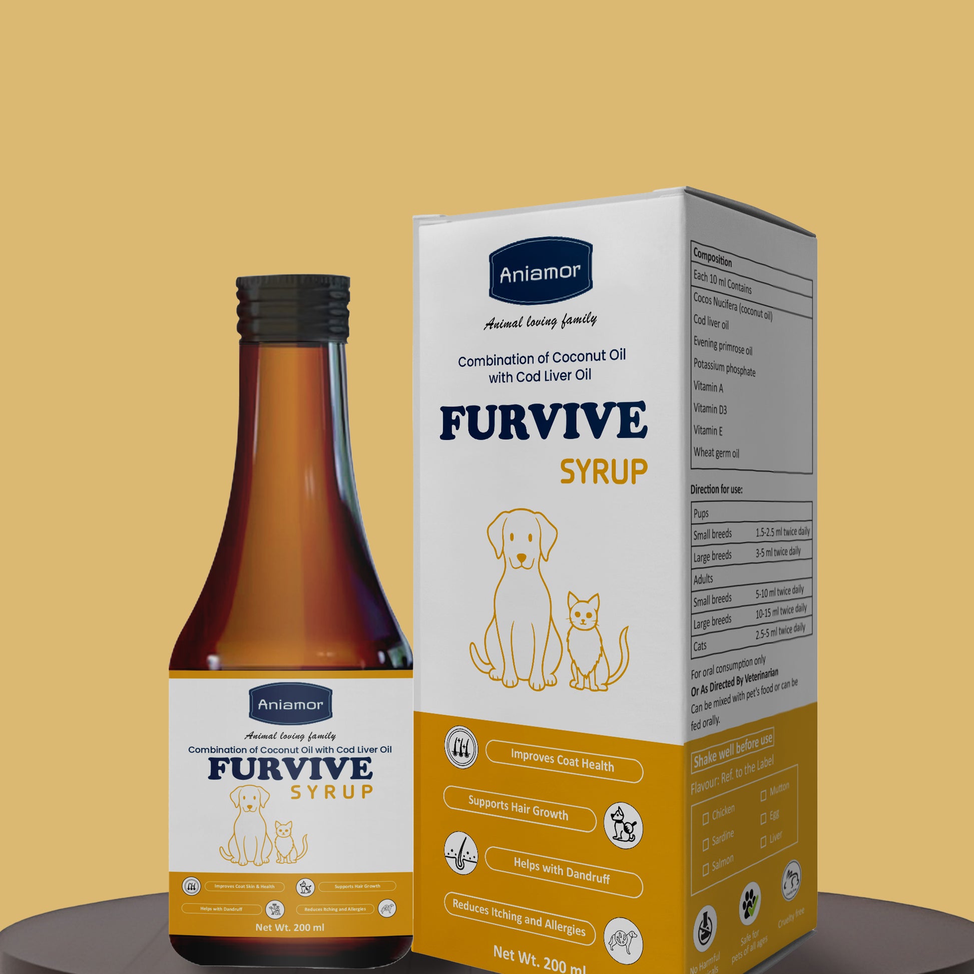 Furvive care syrup Aniamor 200ml bottle