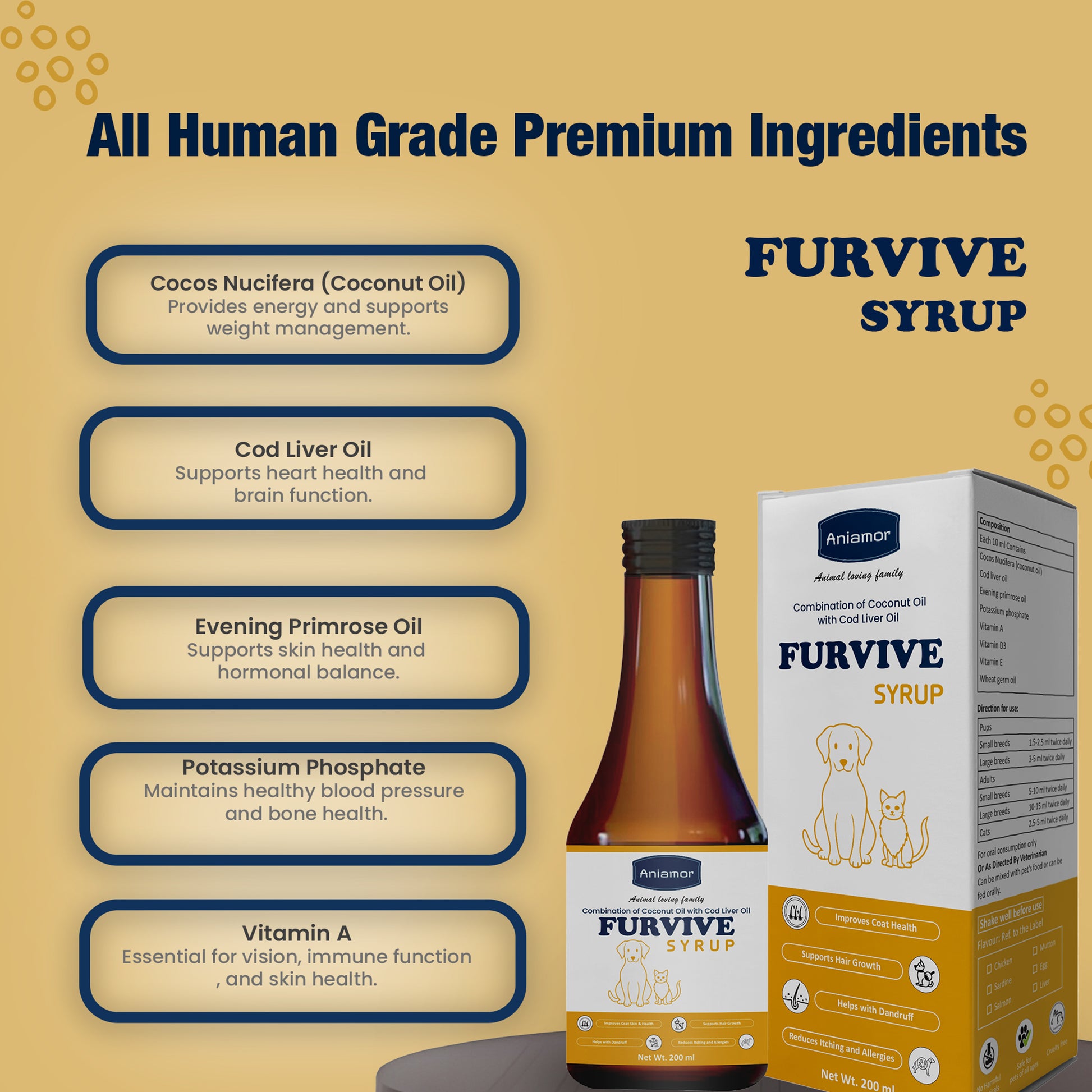 Furvive syrup Aniamor Ingredients for pets