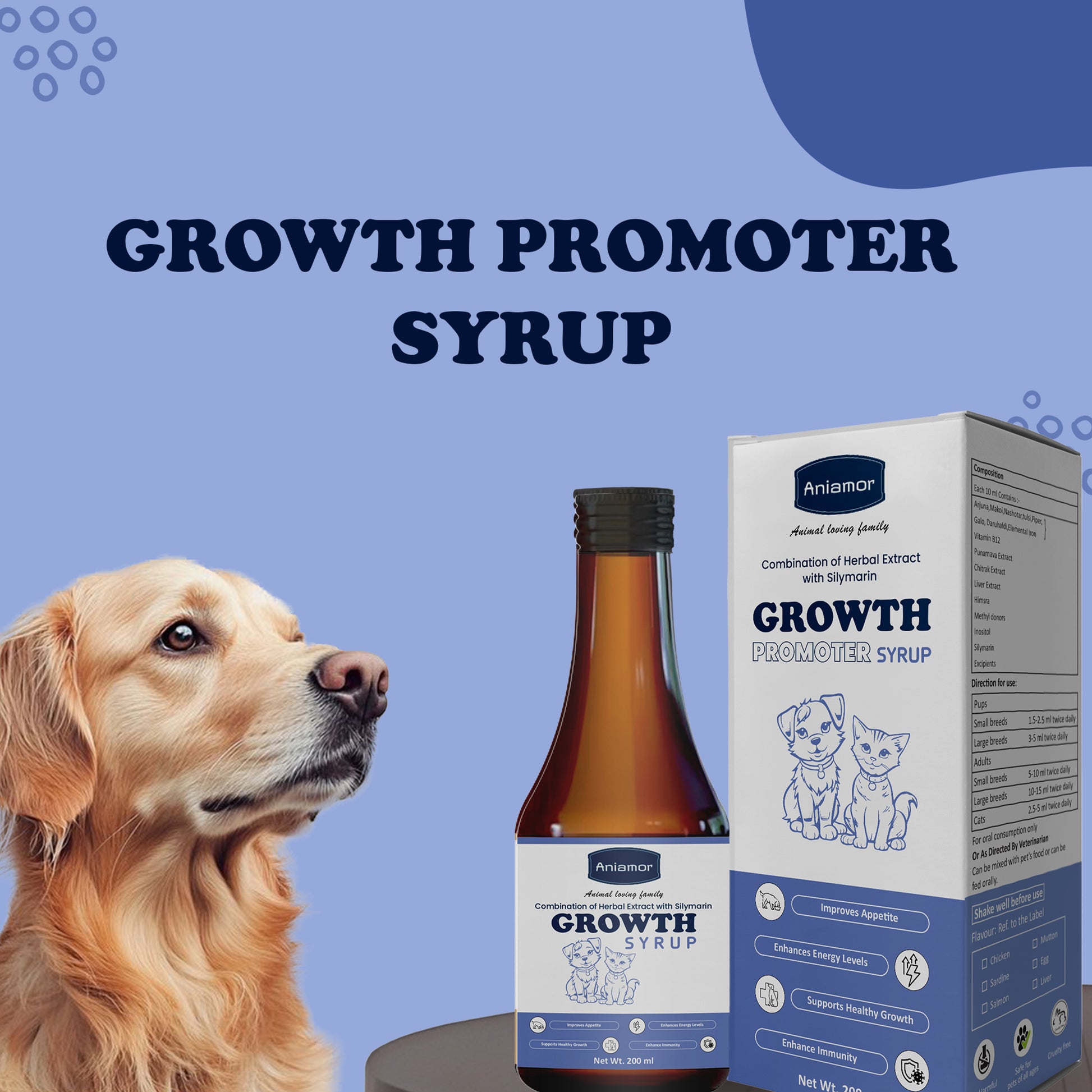 Growth promoter syrup for pets Aniamor