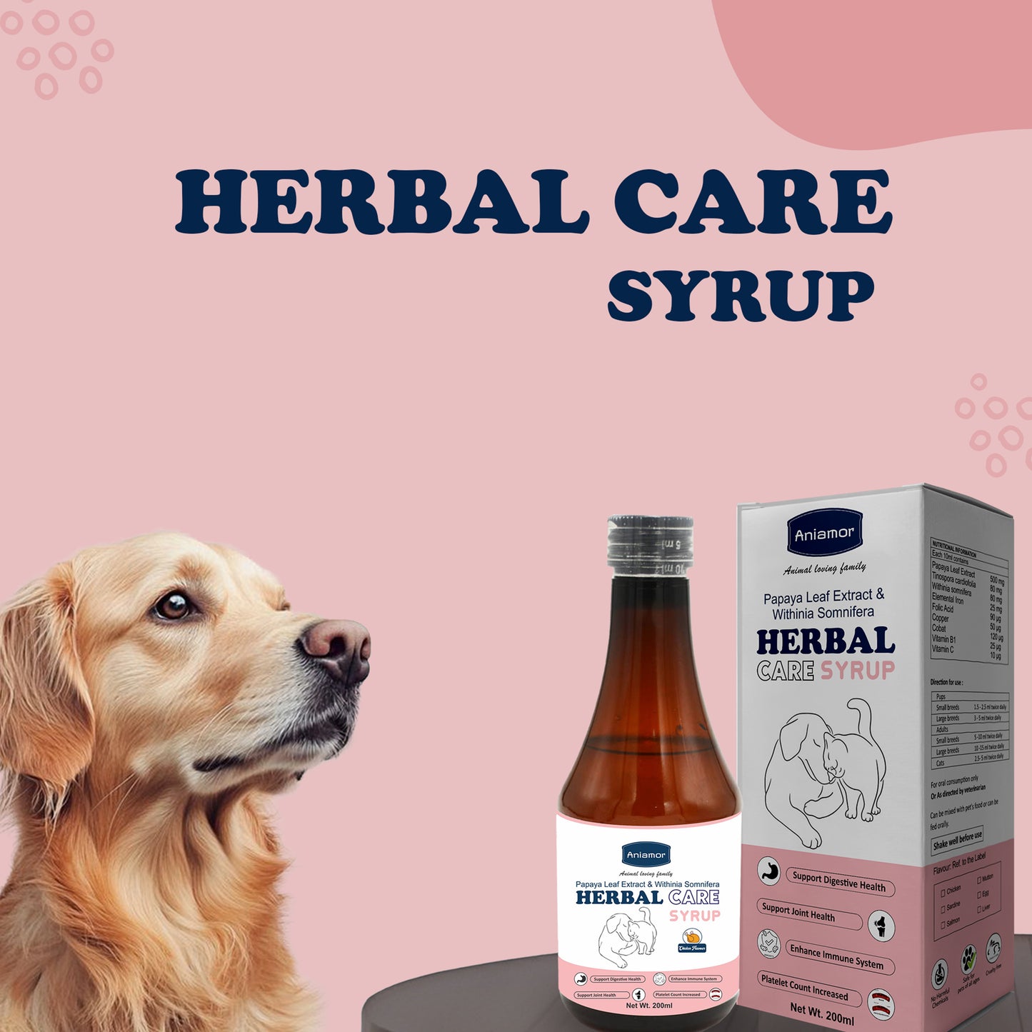 Herbal Care Syrup Aniamor for dogs and cats