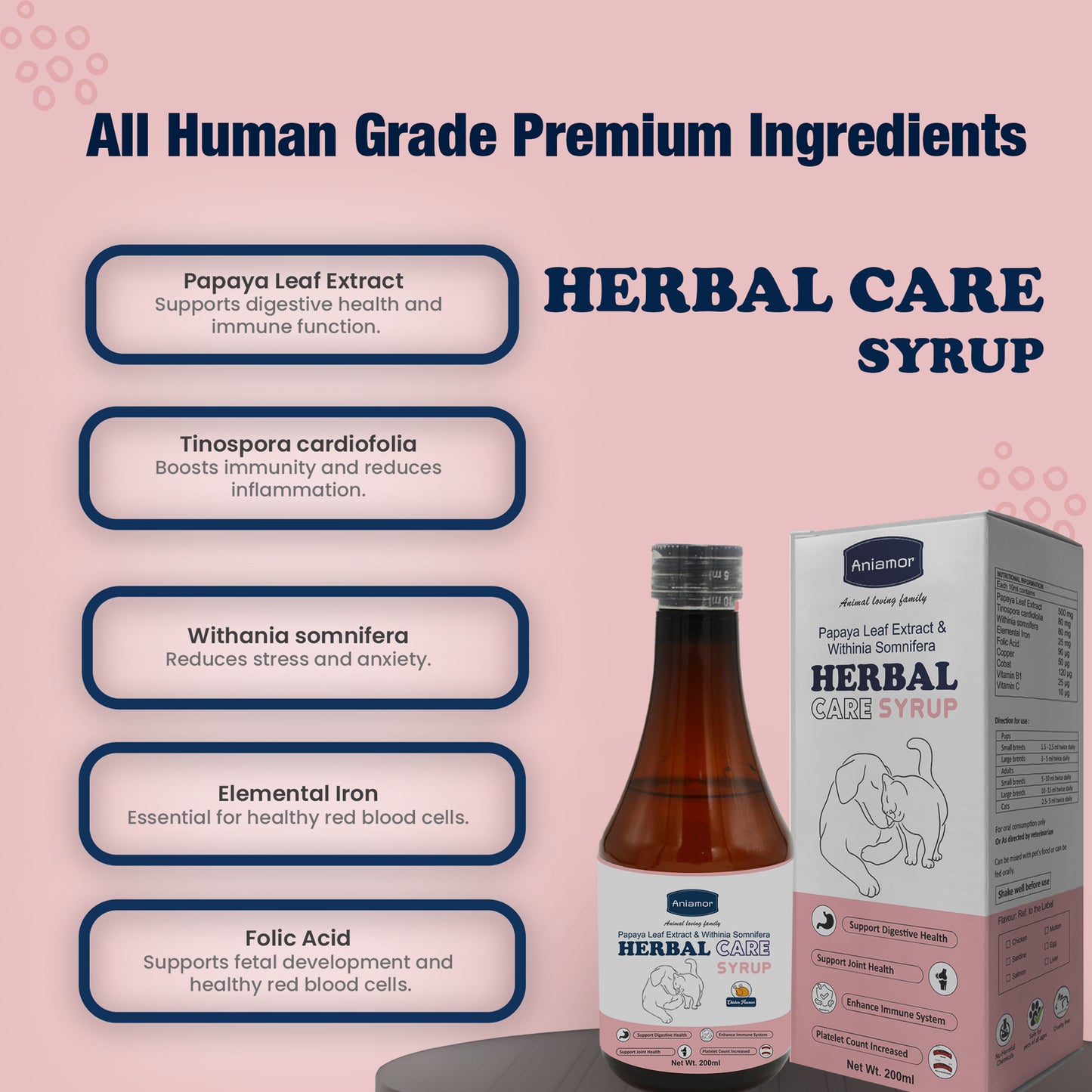 Herbal care syrup Aniamor ingredients
