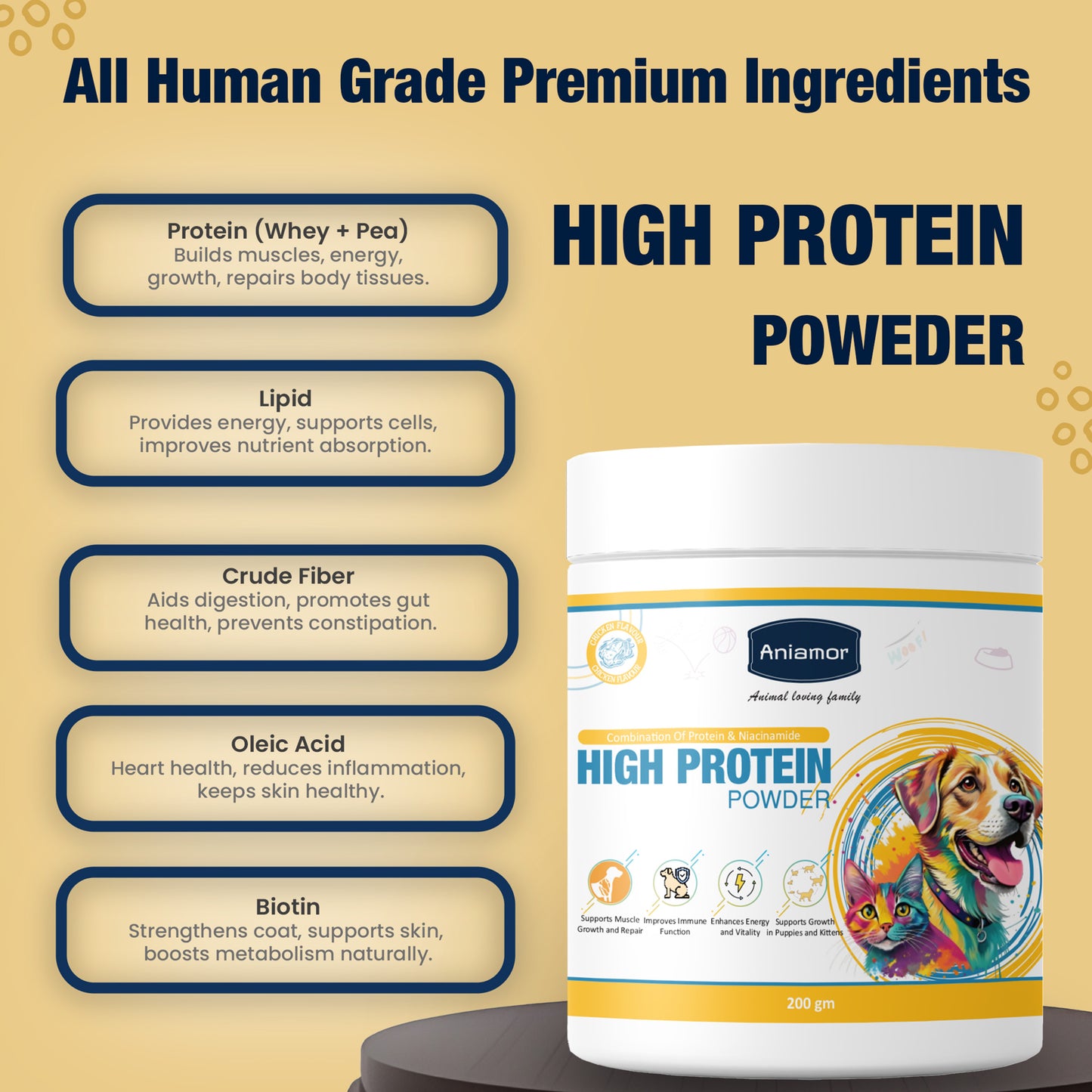 High protein powder Aniamor Ingredients