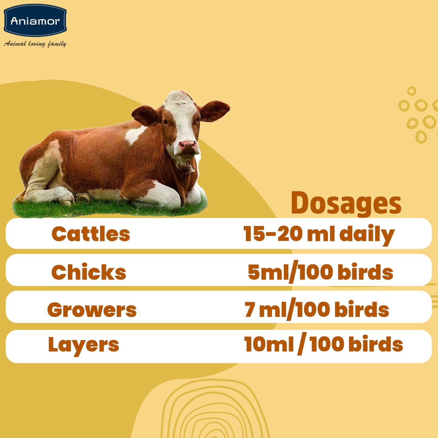 Aniamor Vitamin AD3E Tonic for Cattle | Vitamin A, Vitamin D3, Vitamin E, Biotin, Vitamin C | 1 Litre | All life Stage