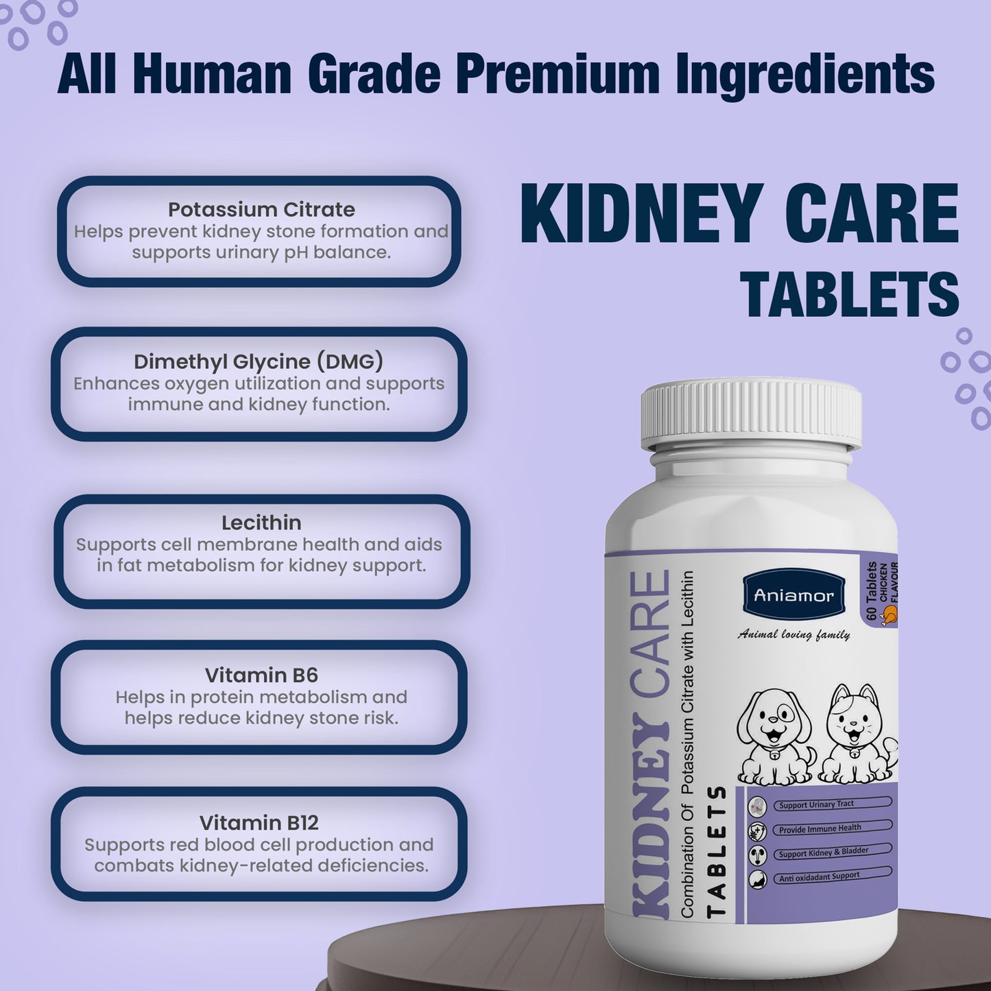 Kidney care tablets aniamor Ingredients for dogs and cats
