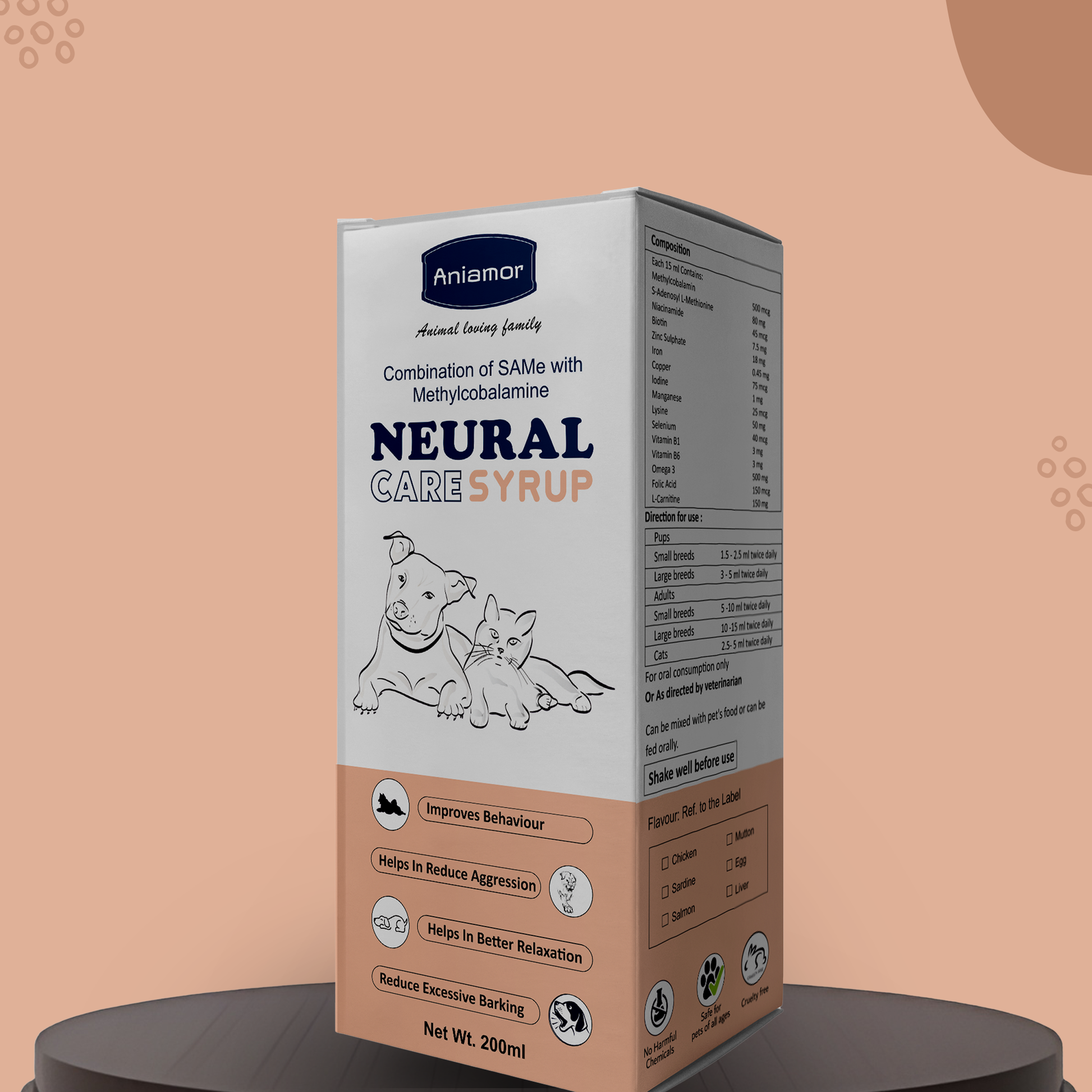 Neural care syrup Aniamor for pets in 200ml bottle