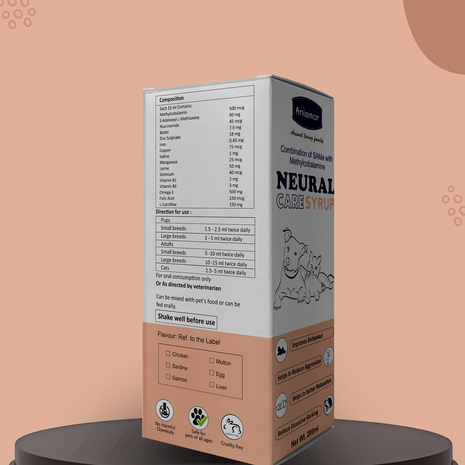 Neural care syrup Aniamor compositions for pets