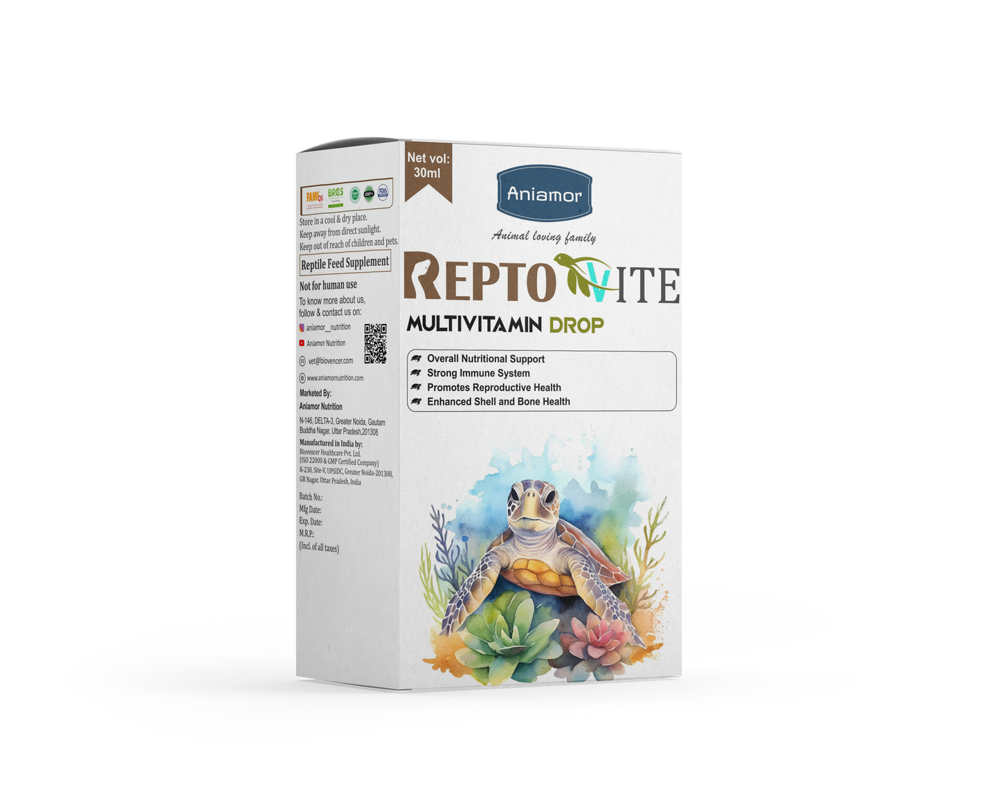Reptovite multivitamin drops Aniamor for reptiles in 30ml dropper