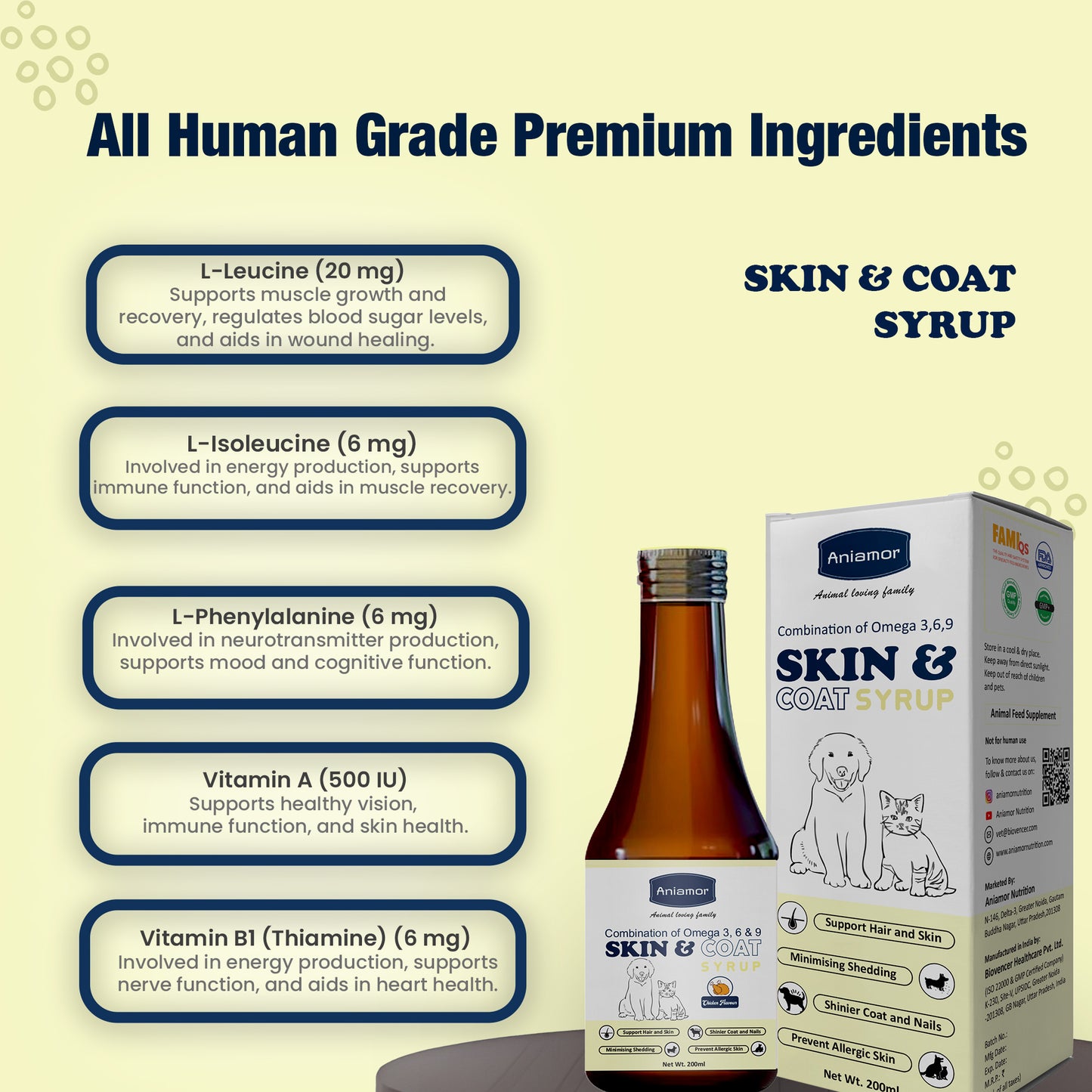 Aniamor Skin and Coat syrup ingredient benefits