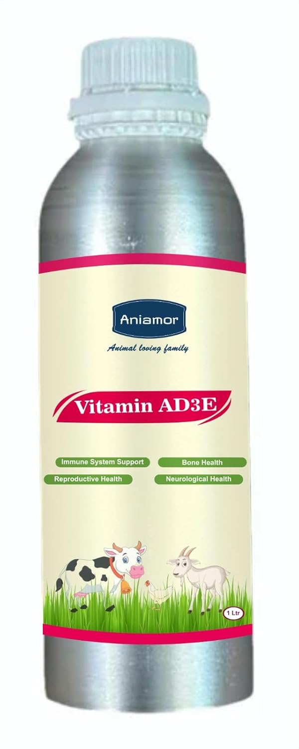Aniamor Vitamin AD3E Tonic for Cattle | Vitamin A, Vitamin D3, Vitamin E, Biotin, Vitamin C | 1 Litre | All life Stage