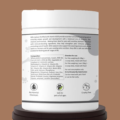 Milk Replacer Powder with Vitamin AD3E | Whey Protein Concentrate, Casein, Lactose, Vitamin A, MaltoDextrin | 200 gm Jar