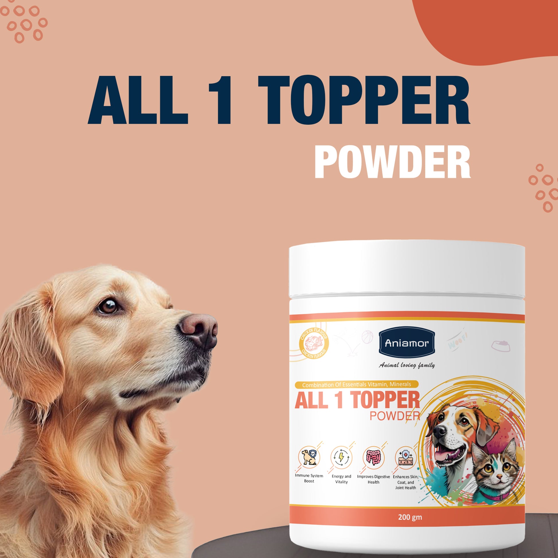 All 1 topper powder Aniamor for dogs and cats