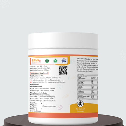 All 1 Topper powder certifications and compositions for pets