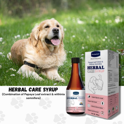 Herbal Care Syrup for Pets-Aniamor| Papaya Leaf Extract and withinia somnifera Syrup| 200ml