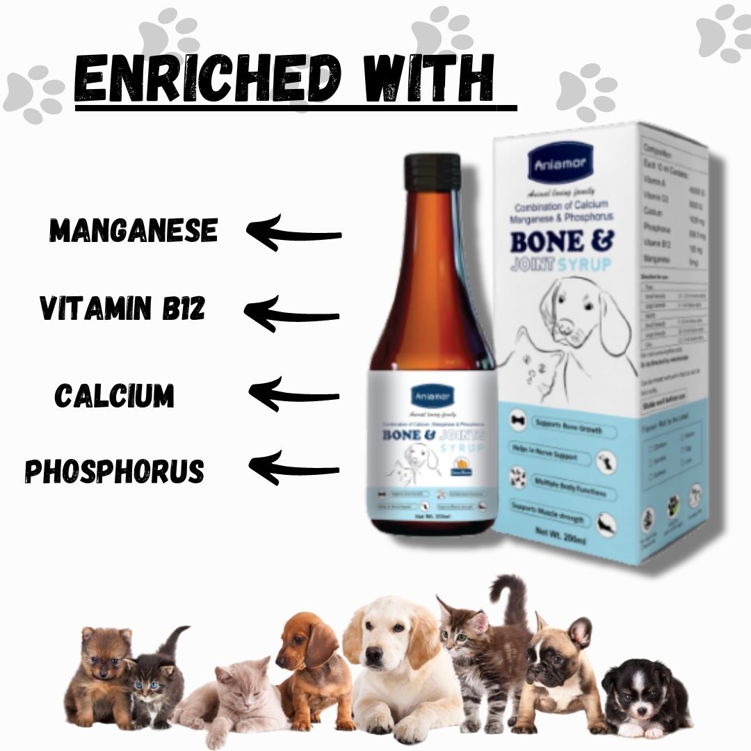 Bone And joint Syrup for Pets-Aniamor| Calcium, Magnesium& phosphorus Syrup| 200ml