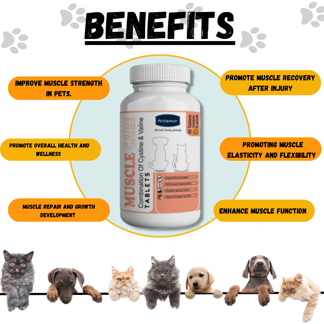 Muscle Care Tablets for Pets-Aniamor| Pet Supplement| 60 Tablets