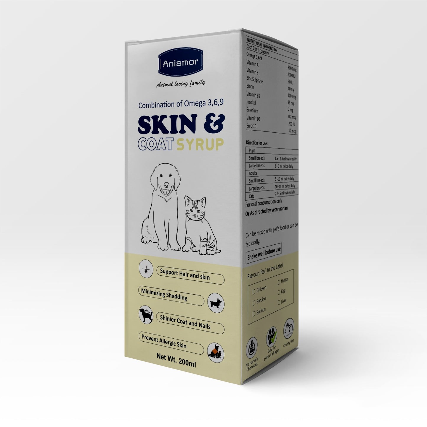 Skin And Coat Syrup for Dog & Cat-Aniamor| Omega 3&6 Fatty acids syrup|200ml