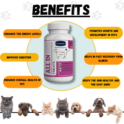 Aniamor-All-In-One tablets for Pets| Pet Supplement| 60 Tablets