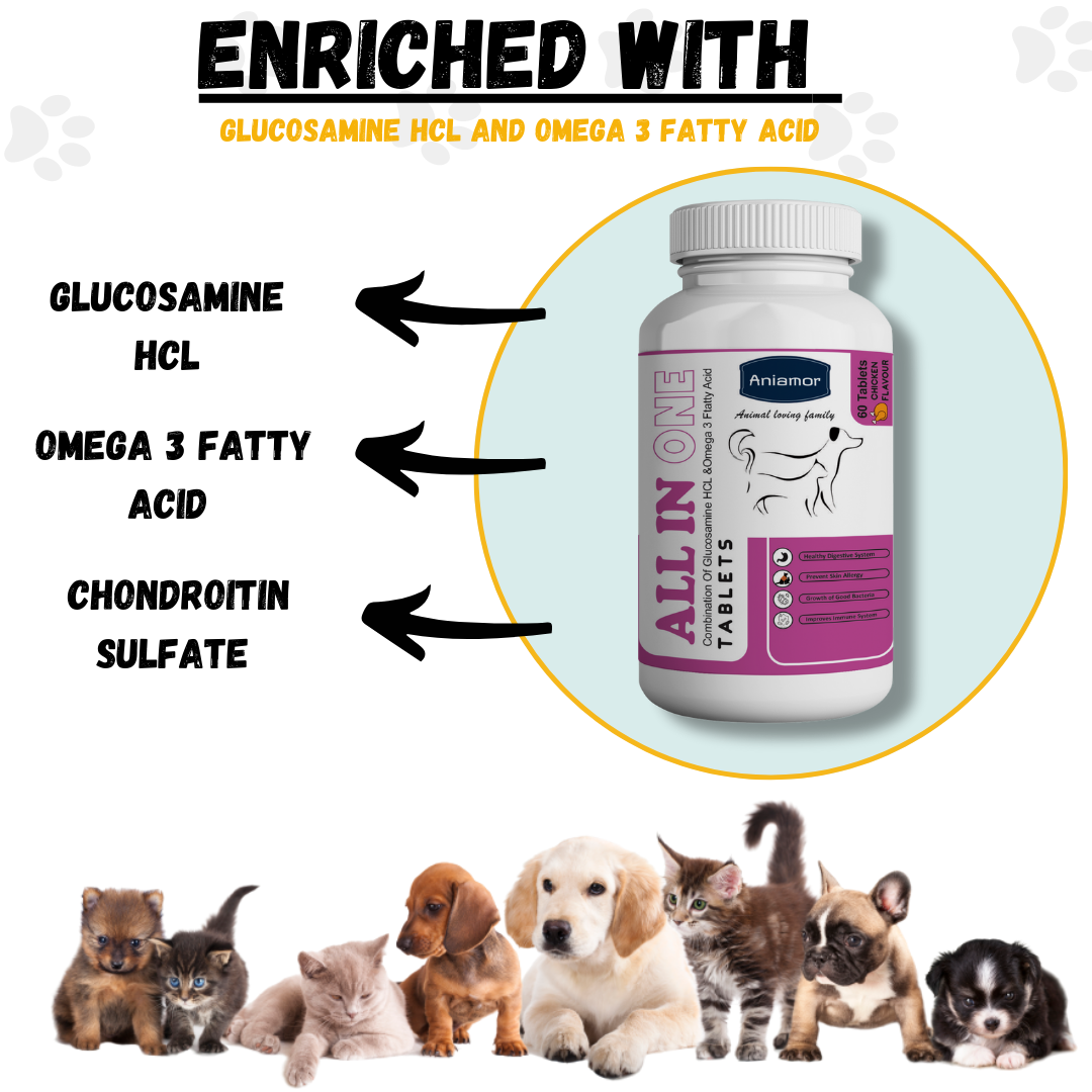 Aniamor-All-In-One tablets for Pets| Pet Supplement| 60 Tablets