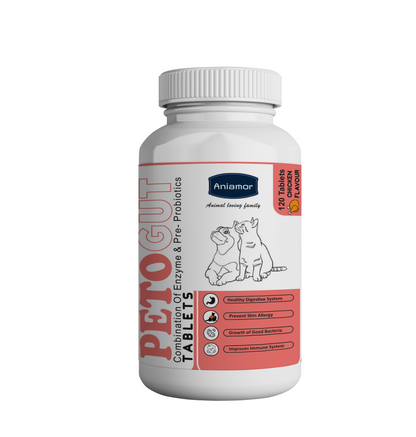 Petogut Tablets-Aniamor| Lactobacillus and other Beneficial Strains Tablets|120 Tablets