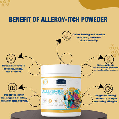 Allergy Itch Relief  Powder | Quercetin, Bromelain, Grape Seed Extract and Omega 3 | 200 gm jar