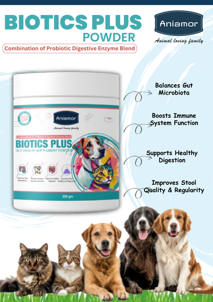 Aniamor Biotic Plus Powder |Gut Health|Pet Supplement|All Life Stage|200gm Jar