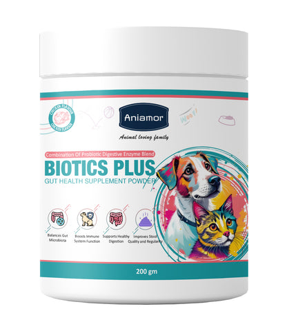 Aniamor Biotic Plus Powder |Gut Health|Pet Supplement|All Life Stage|200gm Jar