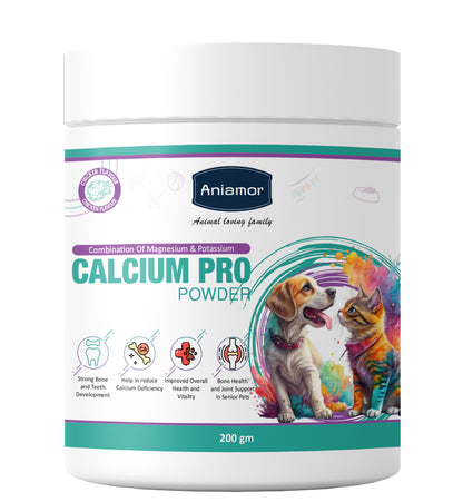 Aniamor Calcium Pro Powder For Dogs and Cats| Bone and Joint Powder| Pets Supplement|All Life Stage|200gm Jar