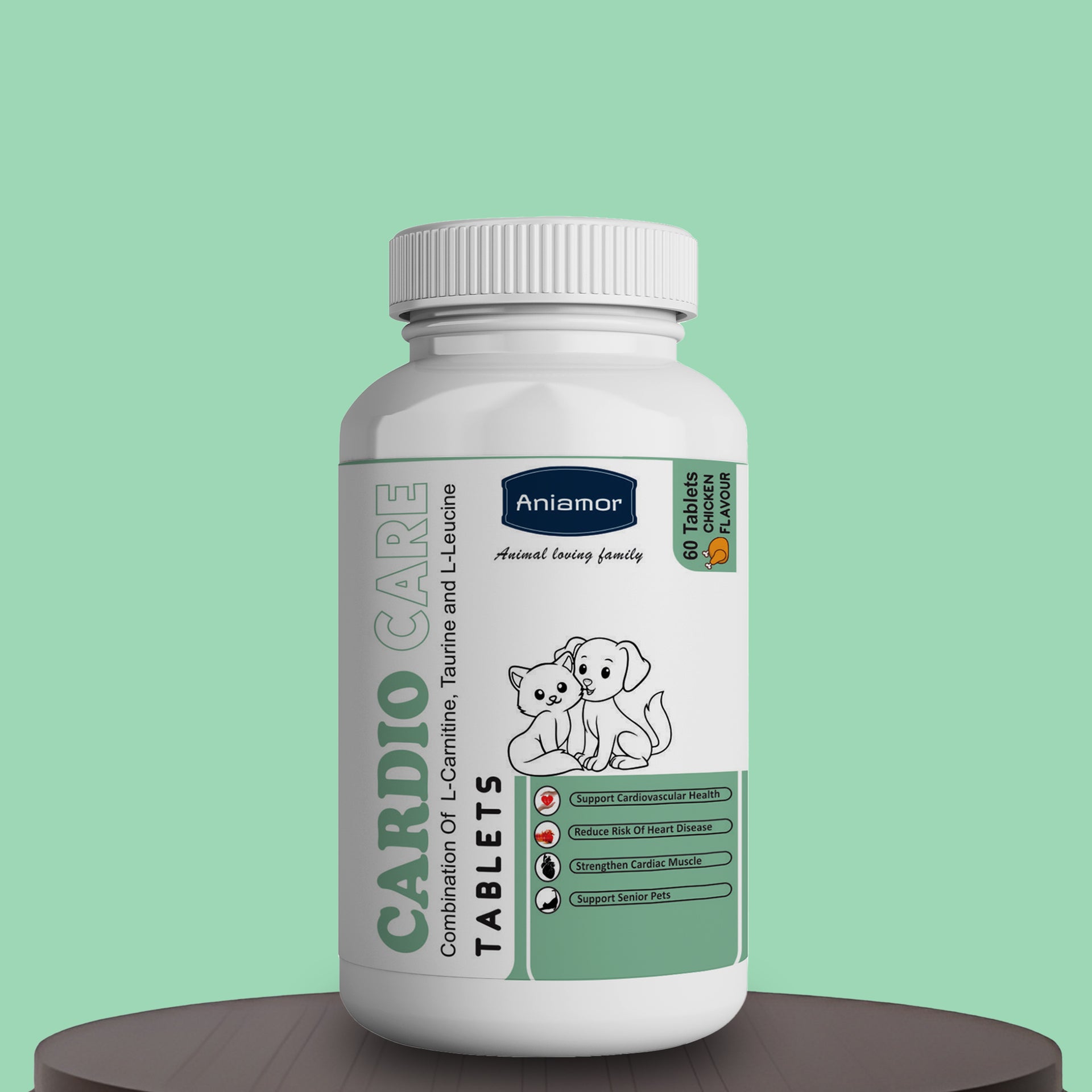 l leucine and l carnitine Cardio Care Tablets For Pets-Aniamor- L-Carnitine, L-Leucine Tablets- 60  Tablets at ₹ 85/bottle | Pet Supplement in Greater Noida main image 1
