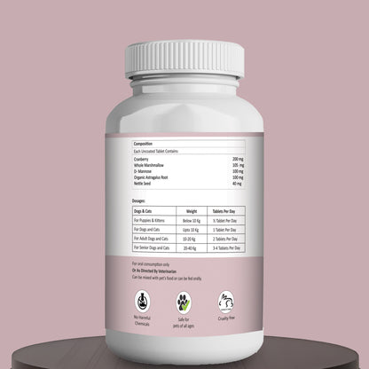 Crane Care Tablets for Dog and Cat | Cranberry , Whole Marshmallow,D-Mannose,Organic Astragalus Roots | 60 Tablets