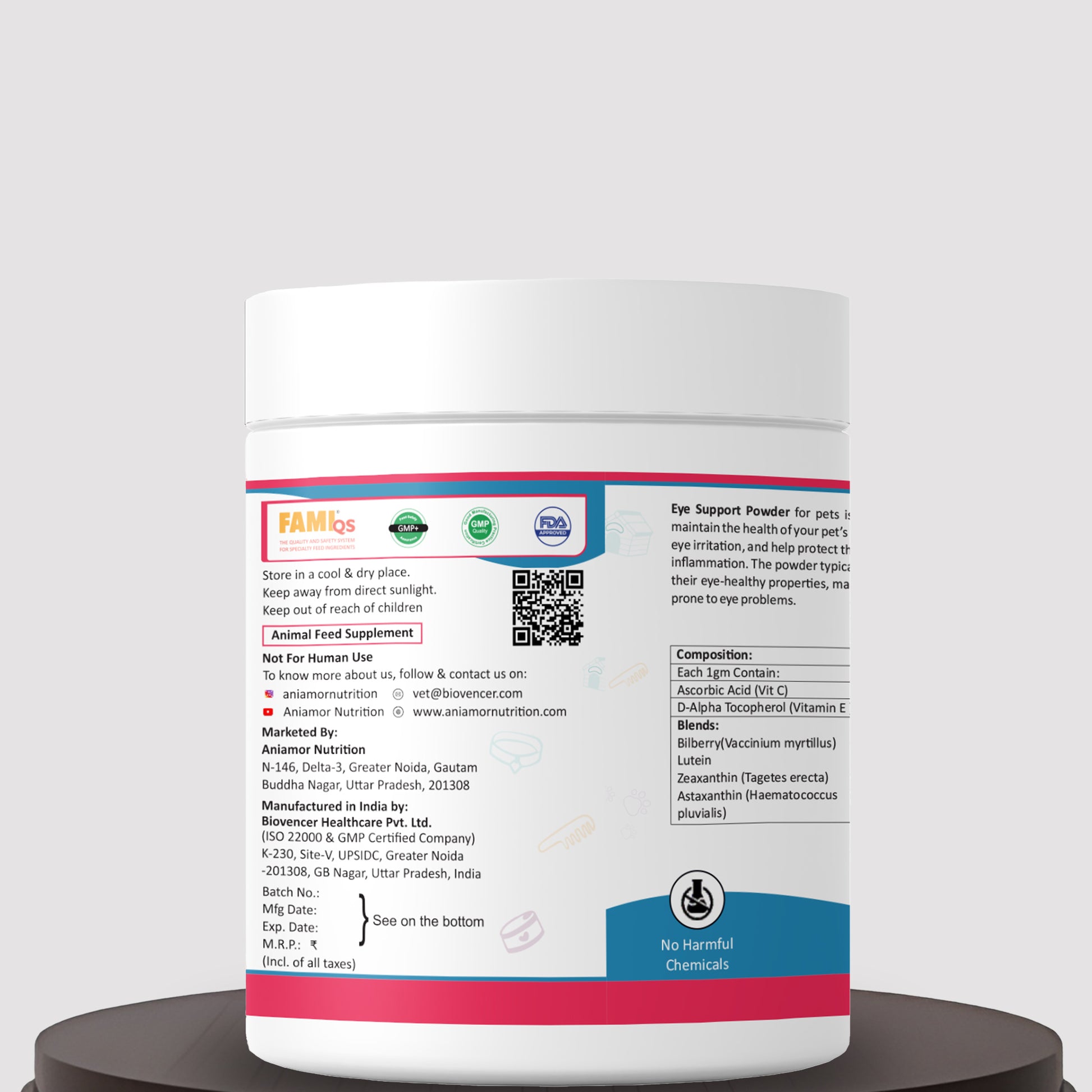 Eye support powder Aniamor Certifications 