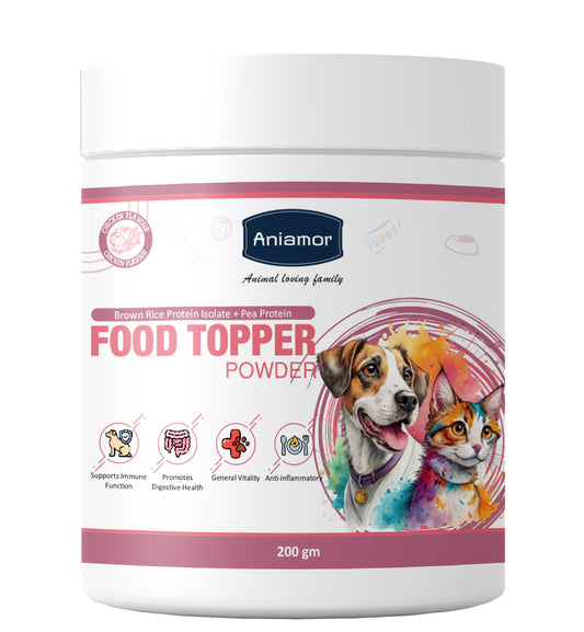 Aniamor Food Topper Powder For Dogs and Cats|Food Topper For Healthy Bone,Skin & Immunity|Pet Supplement|All Life Stage|200 gm Jar