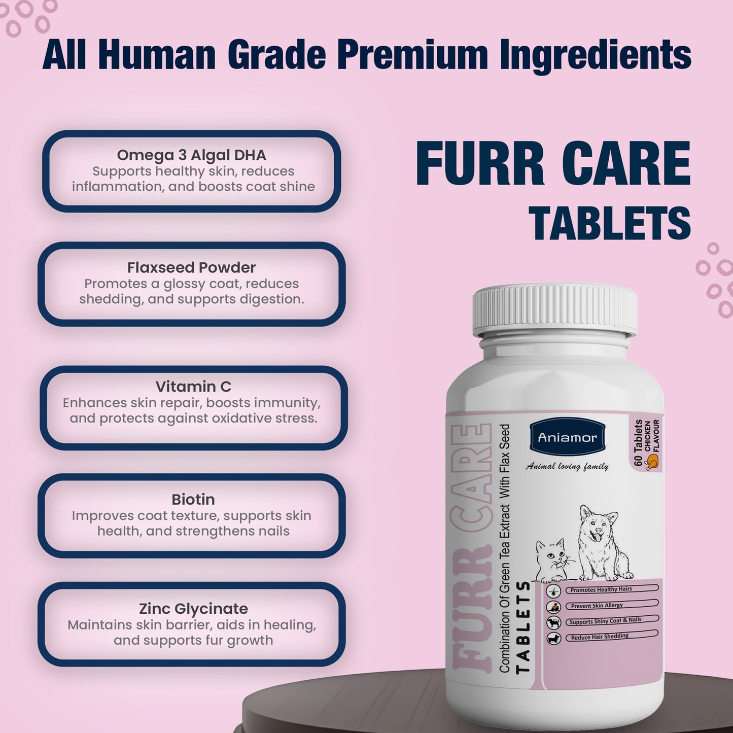 Furr care tablets Aniamor ingredients for pets