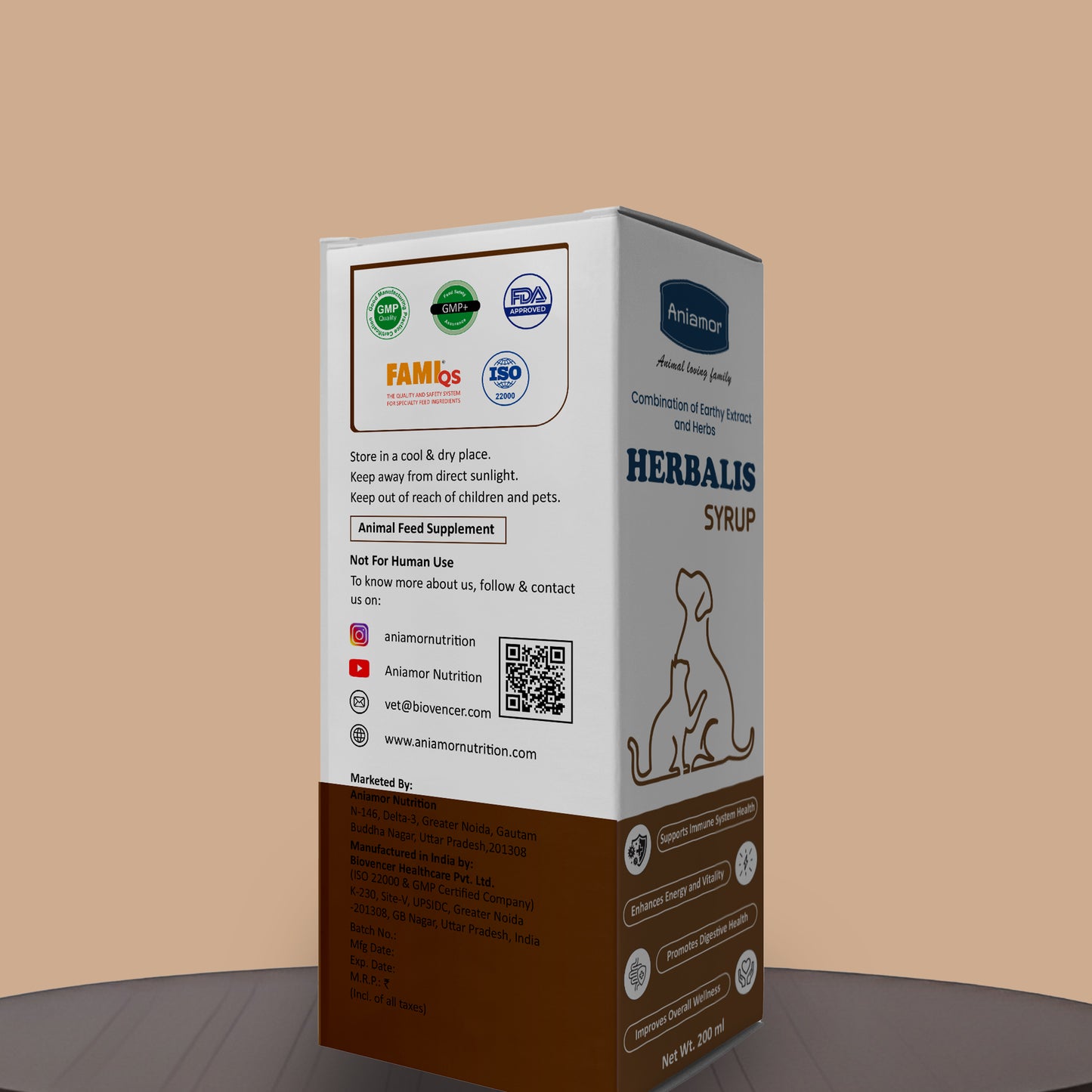 Herbalis Syrup for Dog and Cat | Sahajana ,Amla ,Ashwagandha , Kasni, Aloe vera | 200ml Bottle