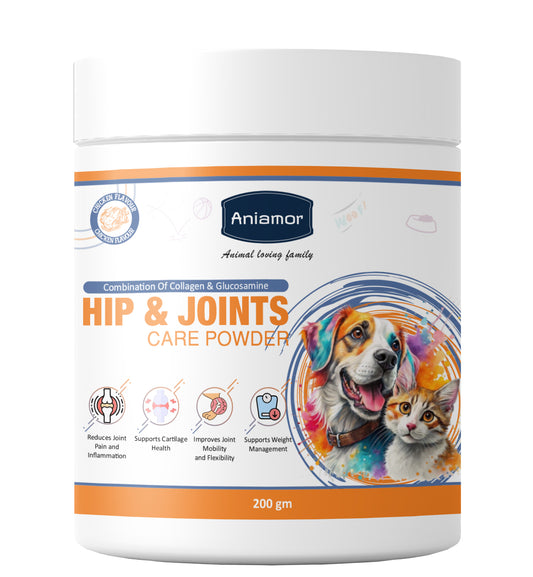 Aniamor Hip and Joint care Powder For Dogs and Cats|Joint Care|Hip Care|Pets Supplement|Collagen with Glucosamine|All Life Stage|200gm J