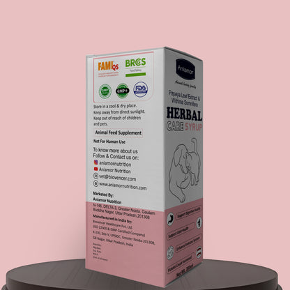 Herbal Care Syrup for Dog and Cat | Papaya leaf Extract, Tinospora cardifolia, Withania somnifera, Cobalt |200ml Bottle