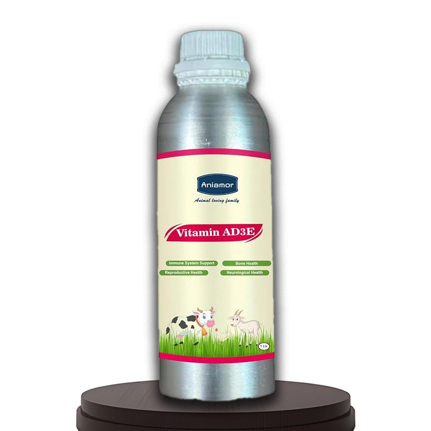 Aniamor Vitamin AD3E Tonic for Cattle | Vitamin A, Vitamin D3, Vitamin E, Biotin, Vitamin C | 1 Litre | All life Stage