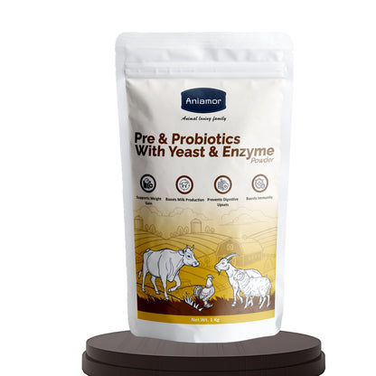 Cattle Pre & Probiotic Powder with Yeast & Enzymes | Support Gut Health, Enhance Digestion and Nutrient Absorption | Cattle Feed Supplement | 1 Kg Pouch
