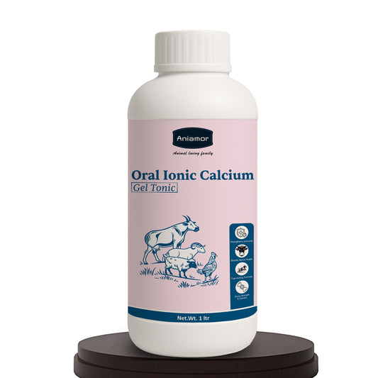 Aniamor Cattle Oral Ionic Calcium gel | Calcium, Trichosanthes, Vidarikanda, Safed musli, Shatavari, Ashwagandha, Pueraria mirifica, Vitamin B12 | 1 Litre