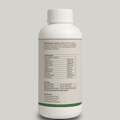 Aniamor Cattle Calcium Suspension | Calcium, Phosphorus, Biotin, Citric Acid, Ferrous, Vitamin B12, Manganese | 1 Litre | All Life Stages