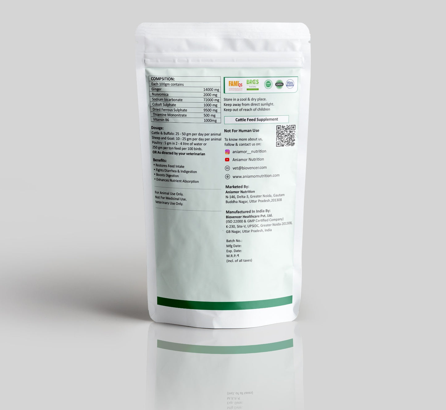 Digestive Stimulant Powder-Aniamor| Cattle Feed Supplement|1 kg Pouch