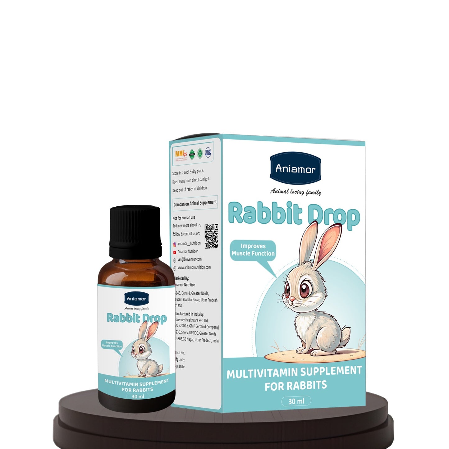 Multivitamin Drop for Rabbit | Vitamin A  Biotin Niacinamide with Choline Cloride | 30 ml Bottle